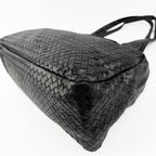 Bottega Veneta ボッテガヴェネタ イントレチャート トートバッグ ショルダーバッグ ブラック レザー ヴィンテージ レディース 【中古】