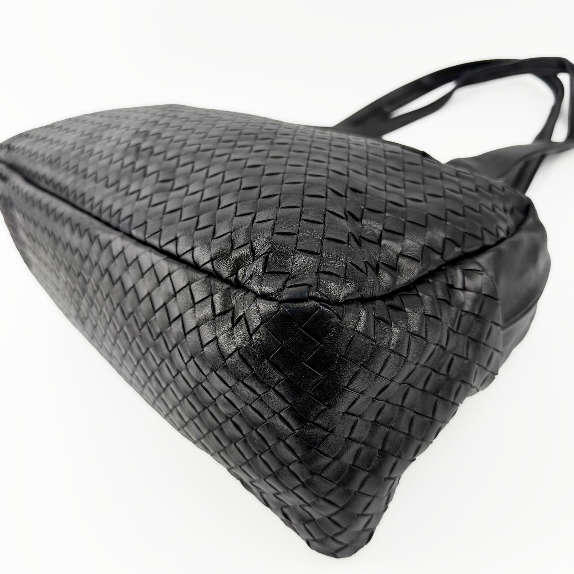 Bottega Veneta ボッテガヴェネタ イントレチャート トートバッグ ショルダーバッグ ブラック レザー ヴィンテージ レディース 【中古】