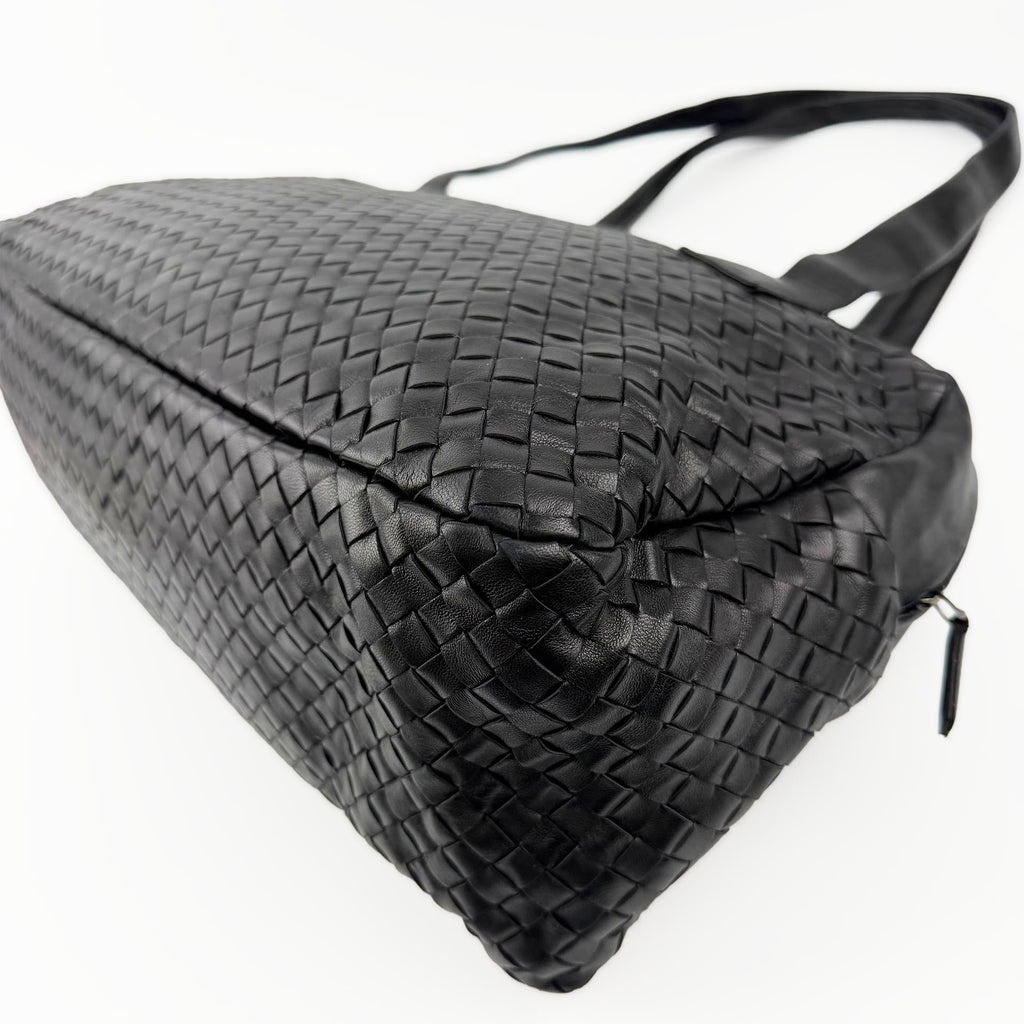 Bottega Veneta ボッテガヴェネタ イントレチャート トートバッグ ショルダーバッグ ブラック レザー ヴィンテージ レディース 【中古】