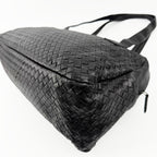 Bottega Veneta ボッテガヴェネタ イントレチャート トートバッグ ショルダーバッグ ブラック レザー ヴィンテージ レディース 【中古】