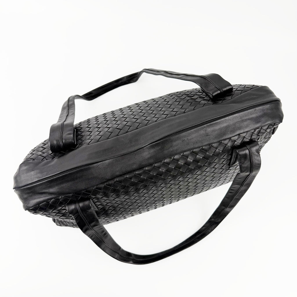 Bottega Veneta ボッテガヴェネタ イントレチャート トートバッグ ショルダーバッグ ブラック レザー ヴィンテージ レディース 【中古】