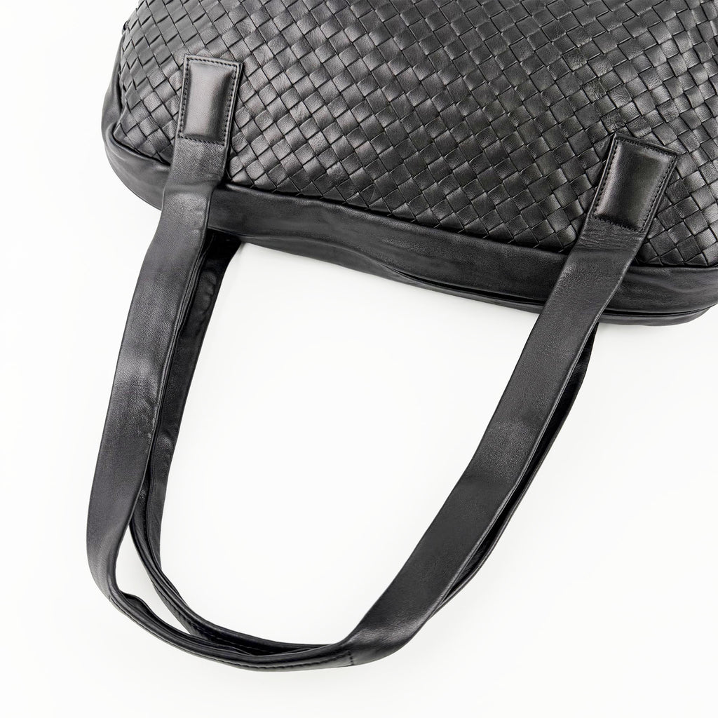 Bottega Veneta ボッテガヴェネタ イントレチャート トートバッグ ショルダーバッグ ブラック レザー ヴィンテージ レディース 【中古】