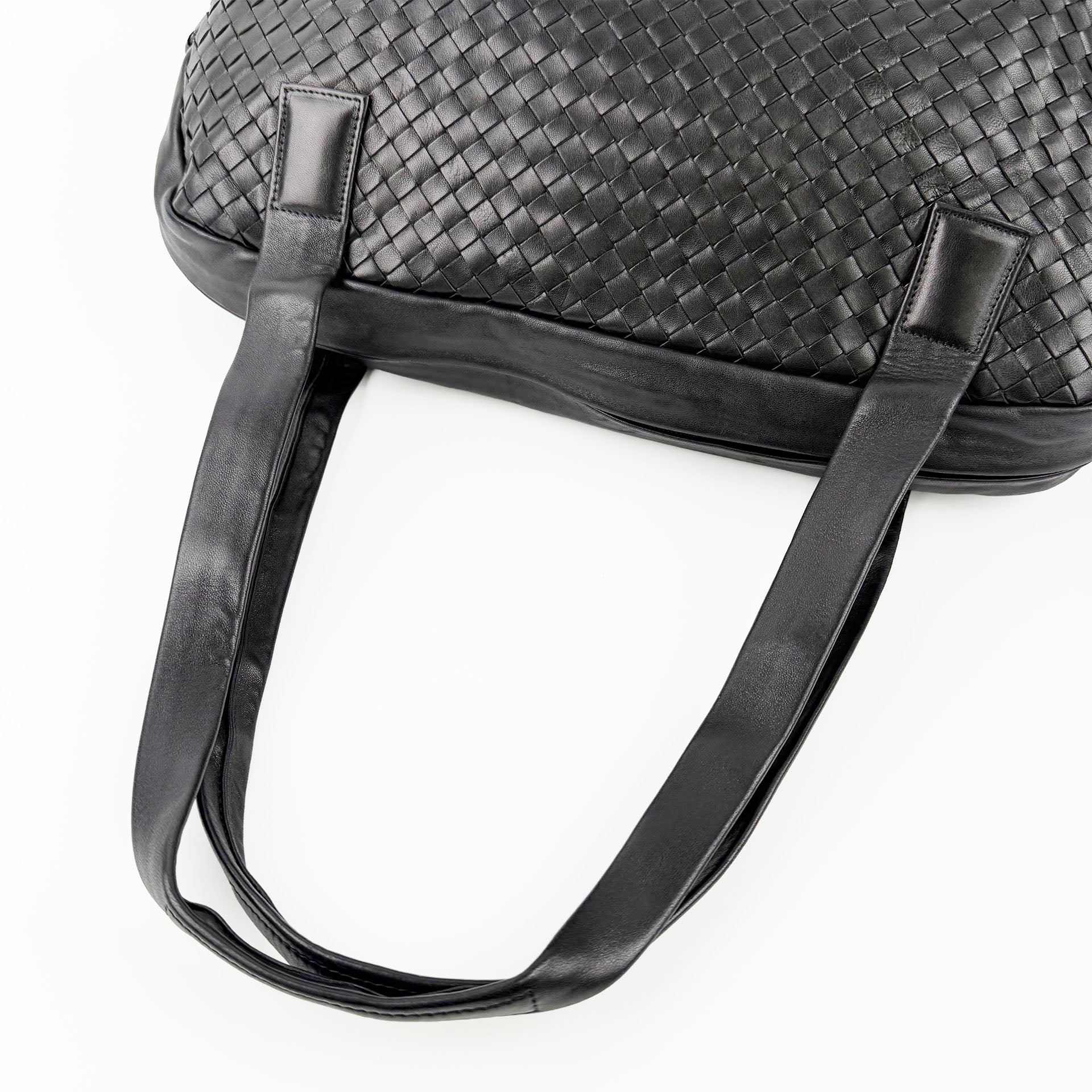 Bottega Veneta ボッテガヴェネタ イントレチャート トートバッグ ショルダーバッグ ブラック レザー ヴィンテージ レディース 【中古】