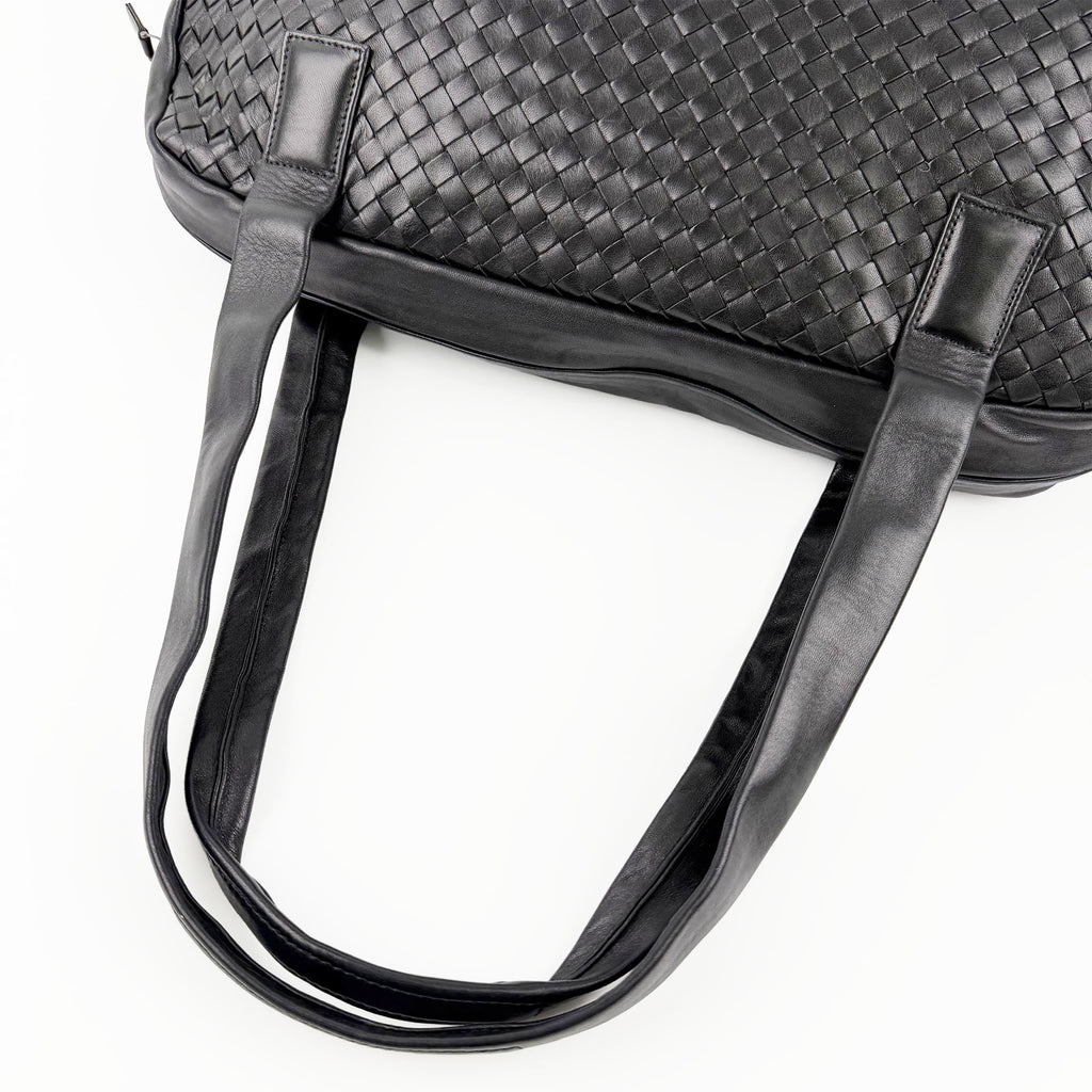 Bottega Veneta ボッテガヴェネタ イントレチャート トートバッグ ショルダーバッグ ブラック レザー ヴィンテージ レディース 【中古】