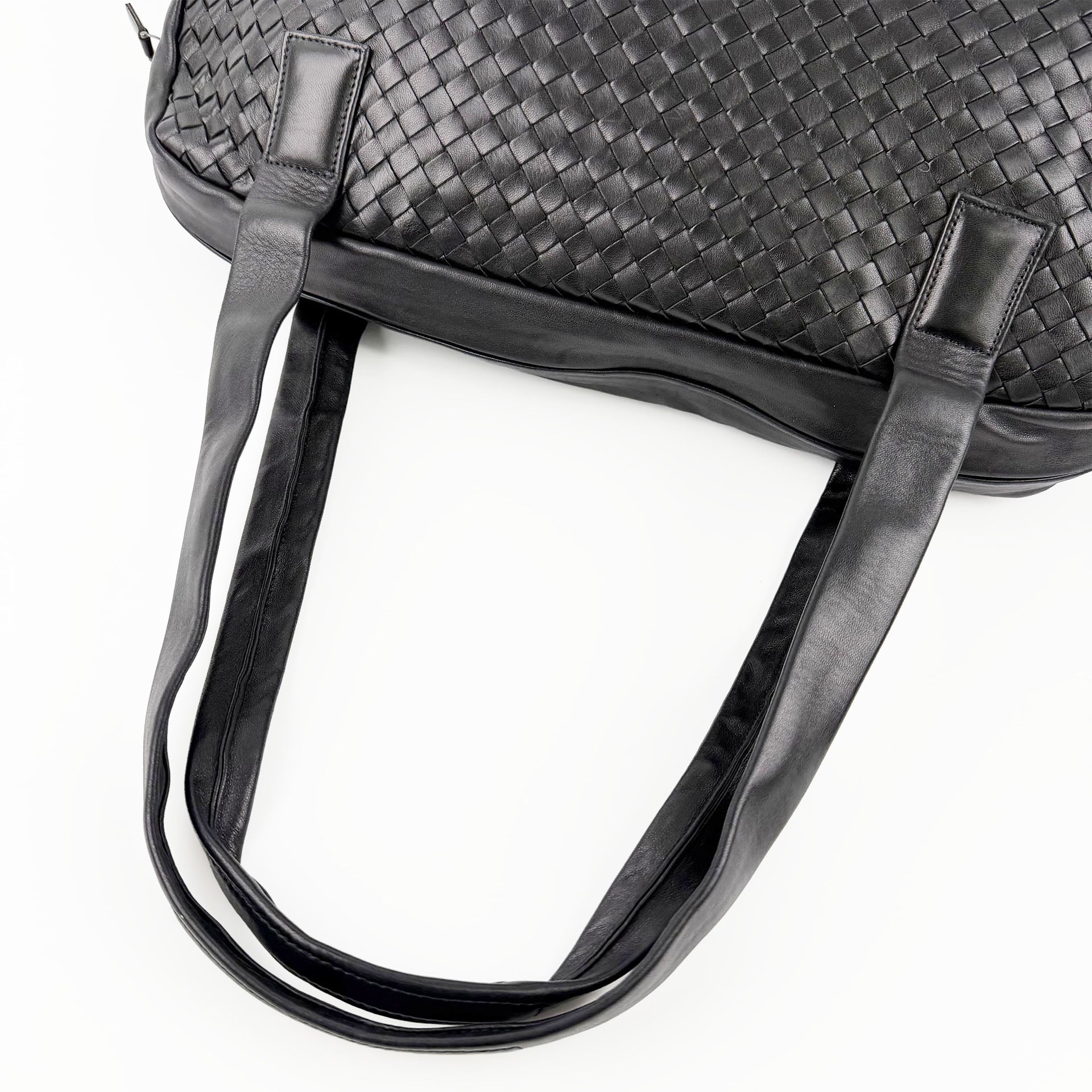 Bottega Veneta ボッテガヴェネタ イントレチャート トートバッグ ショルダーバッグ ブラック レザー ヴィンテージ レディース 【中古】