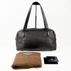 Bottega Veneta ボッテガヴェネタ イントレチャート トートバッグ ショルダーバッグ ブラック レザー ヴィンテージ レディース 【中古】