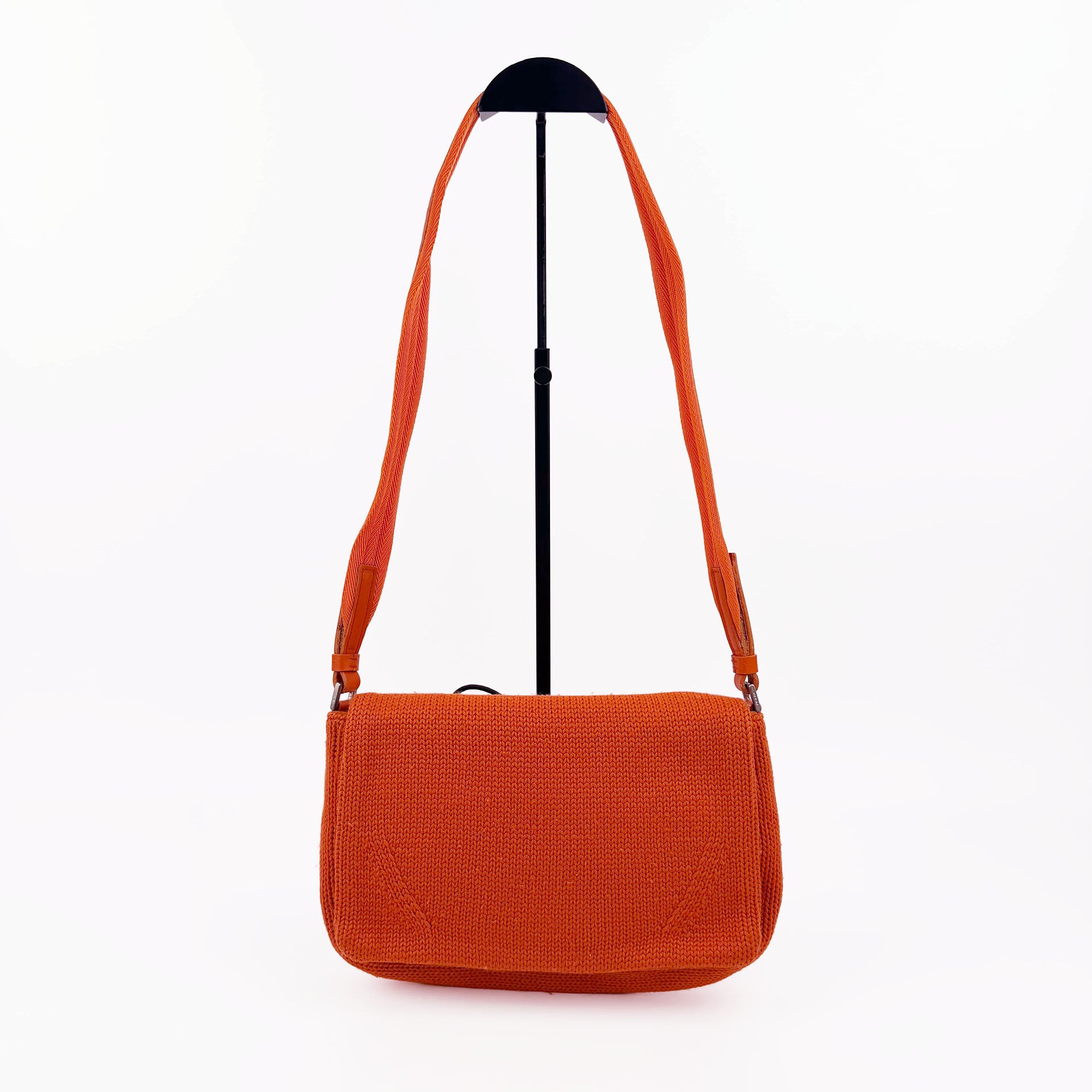 PRADA プラダ ショルダーバッグ オレンジ ニット ヴィンテージ レディース 【中古】