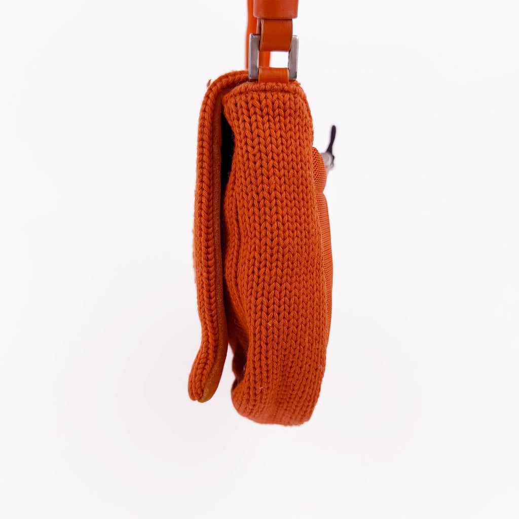 PRADA プラダ ショルダーバッグ オレンジ ニット ヴィンテージ レディース 【中古】