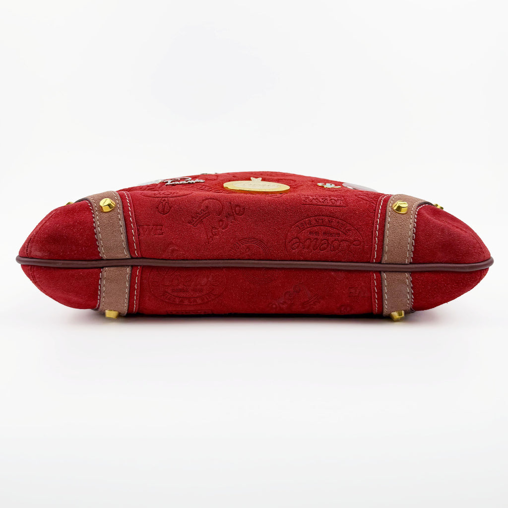 LOEWE ロエベ アナグラム 160周年記念限定 ショルダーバッグ レッド スエード ヴィンテージ レディース 【中古】