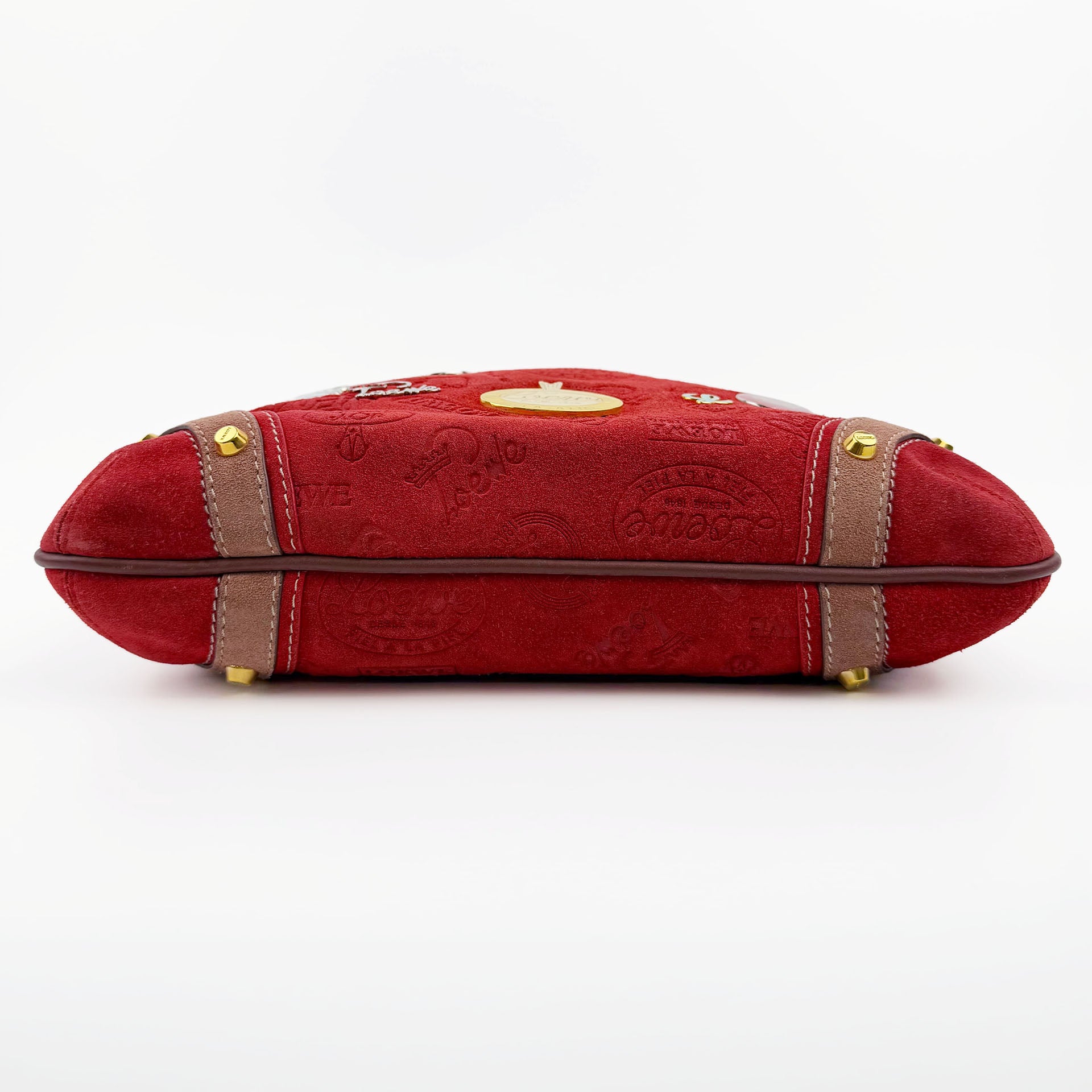 LOEWE ロエベ アナグラム 160周年記念限定 ショルダーバッグ レッド スエード ヴィンテージ レディース 【中古】