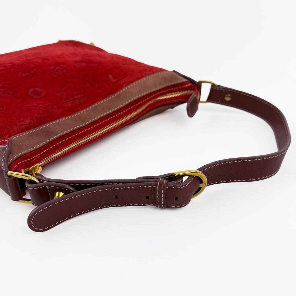 LOEWE ロエベ アナグラム 160周年記念限定 ショルダーバッグ レッド スエード ヴィンテージ レディース 【中古】