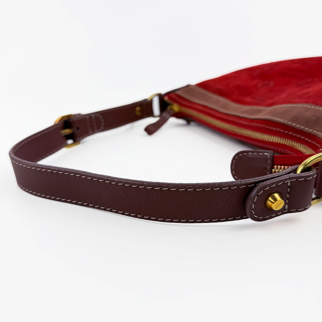 LOEWE ロエベ アナグラム 160周年記念限定 ショルダーバッグ レッド スエード ヴィンテージ レディース 【中古】
