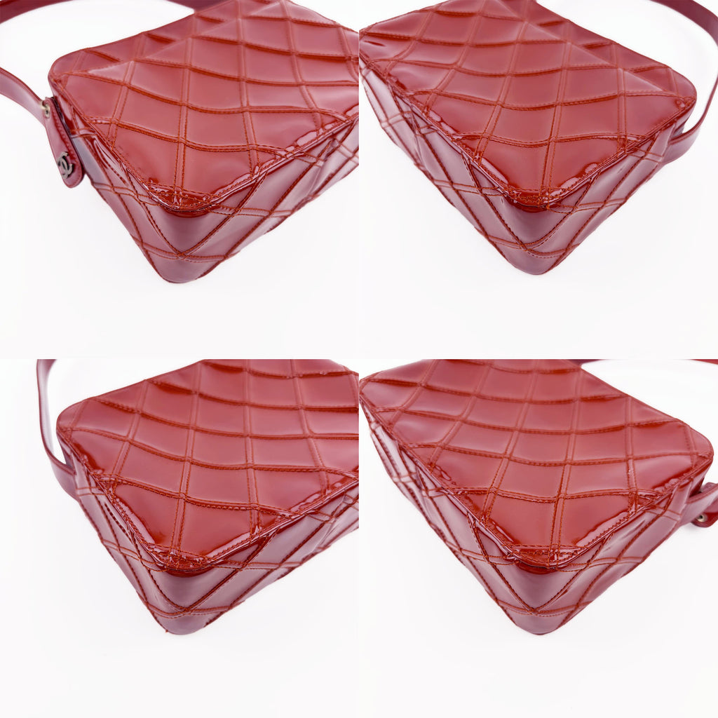 CHANEL シャネル ココマーク マトラッセ ワンショルダー ショルダーバッグ レッド エナメル 6番台 ヴィンテージ レディース 【中古】