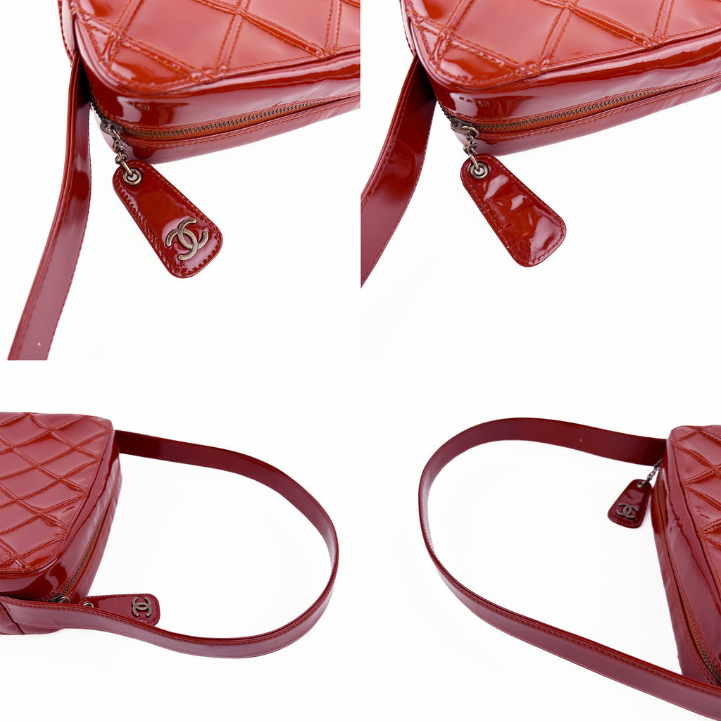 CHANEL シャネル ココマーク マトラッセ ワンショルダー ショルダーバッグ レッド エナメル 6番台 ヴィンテージ レディース 【中古】