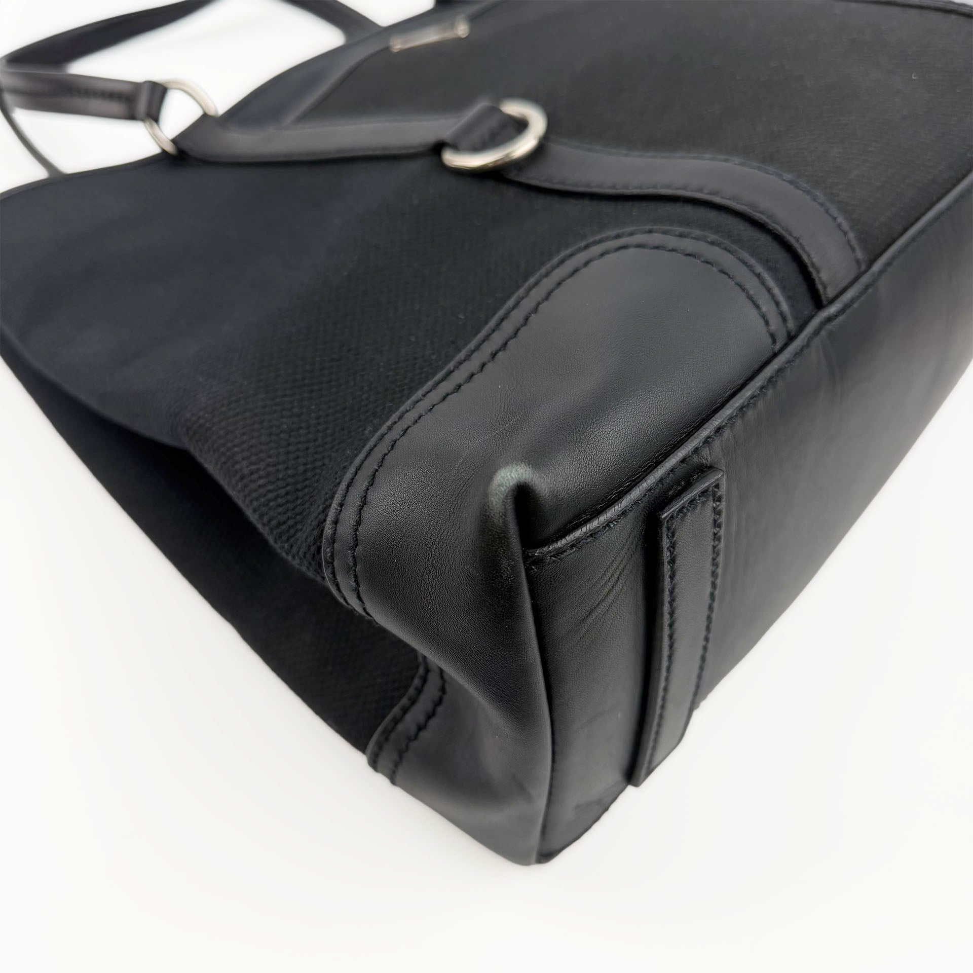 PRADA プラダ トートバッグ キャンバス ブラック ヴィンテージ レディース 【中古】