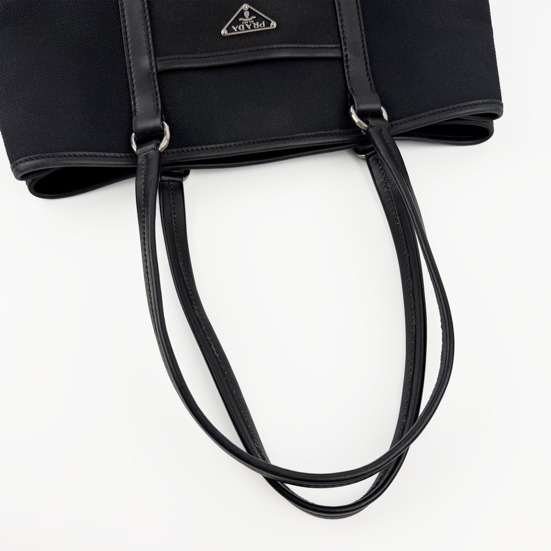 PRADA プラダ トートバッグ キャンバス ブラック ヴィンテージ レディース 【中古】