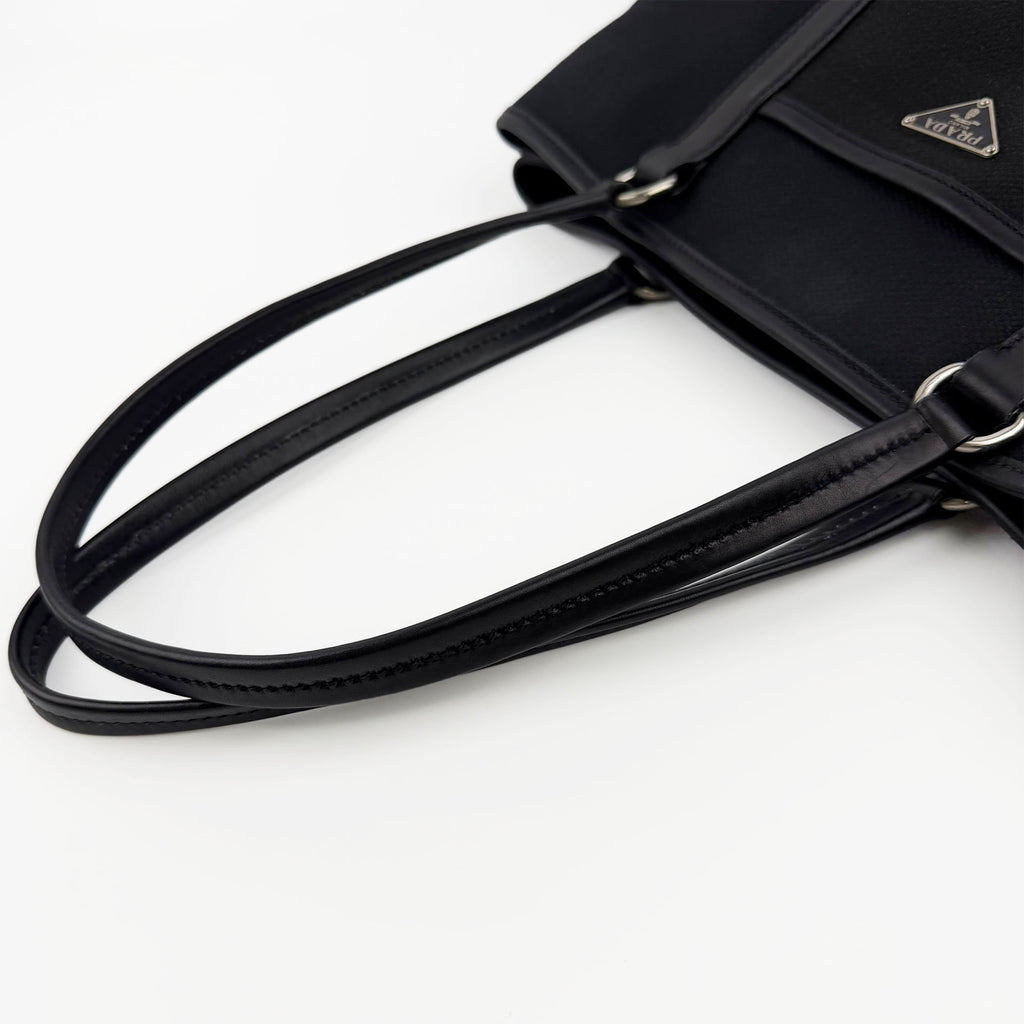 PRADA プラダ トートバッグ キャンバス ブラック ヴィンテージ レディース 【中古】