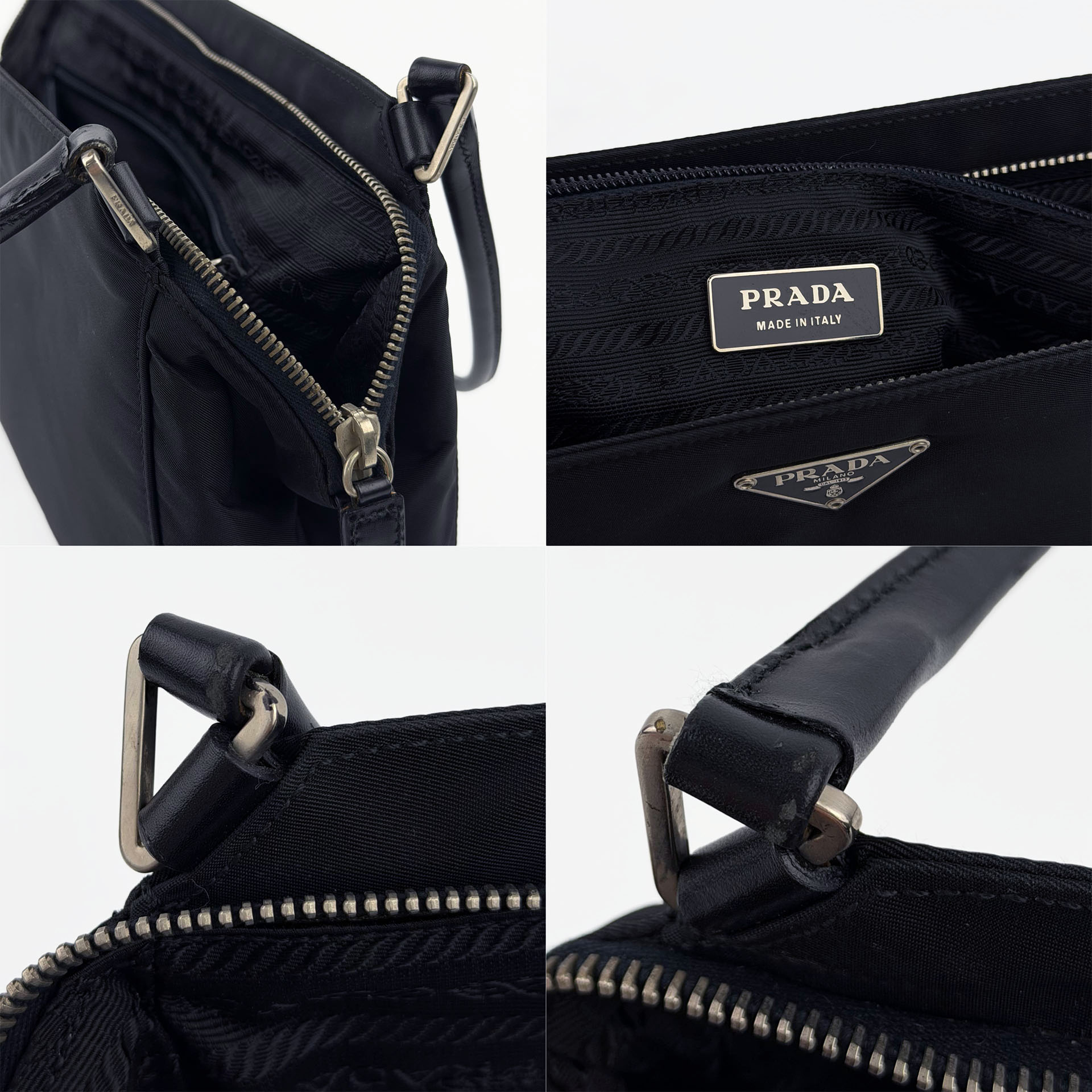 PRADA プラダ ショルダーバッグ ブラック ナイロン ヴィンテージ レディース 【中古】