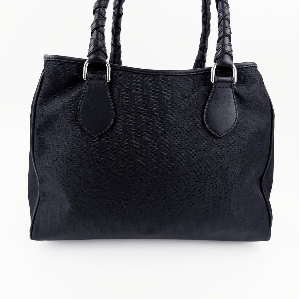 Christian Dior クリスチャンディオール ラブリー トートバッグ トロッター ガリアーノ ハンドバッグ ブラック ナイロン キャンバス ヴィンテージ レディース 【中古】
