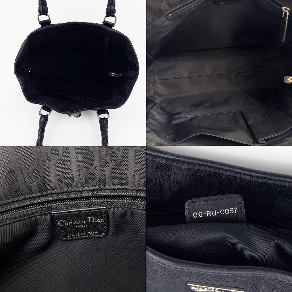 Christian Dior クリスチャンディオール ラブリー トートバッグ トロッター ガリアーノ ハンドバッグ ブラック ナイロン キャンバス ヴィンテージ レディース 【中古】