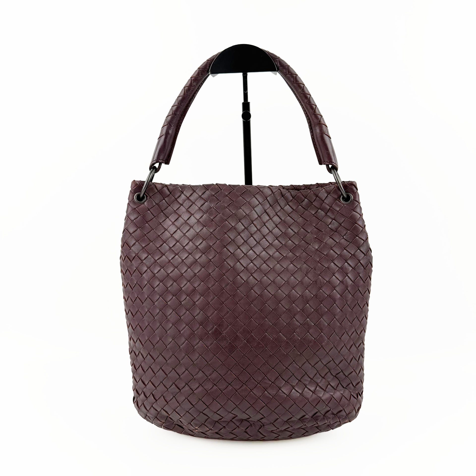 【未使用に近い】ボッテガヴェネタ　ネクタイ　イントレチャート　ボルドー BOTTEGA VENETA - BOTTEGA VENETA ボッテガヴェネタ イントレチャート