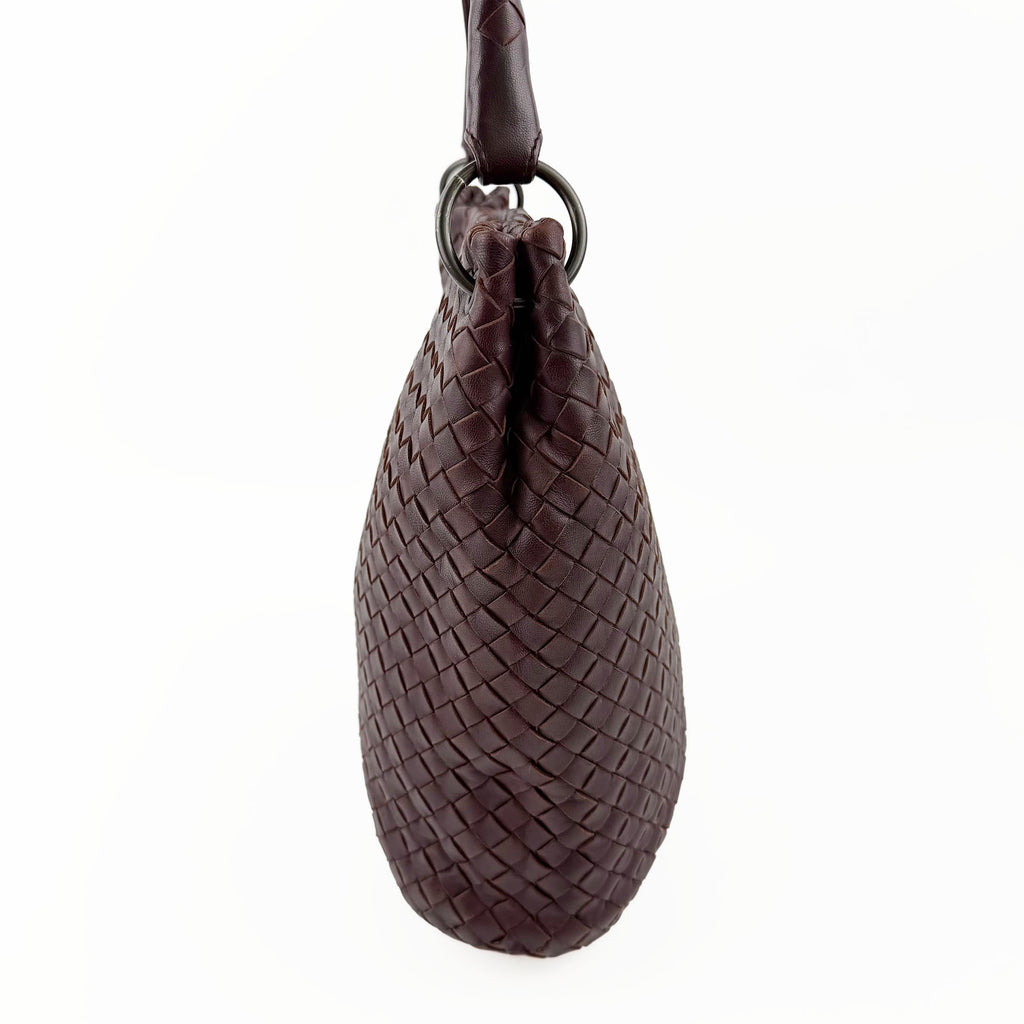 Bottega Veneta ボッテガヴェネタ イントレチャート トートバッグ ショルダーバッグ ボルドー レザー ヴィンテージ レディース 【中古】