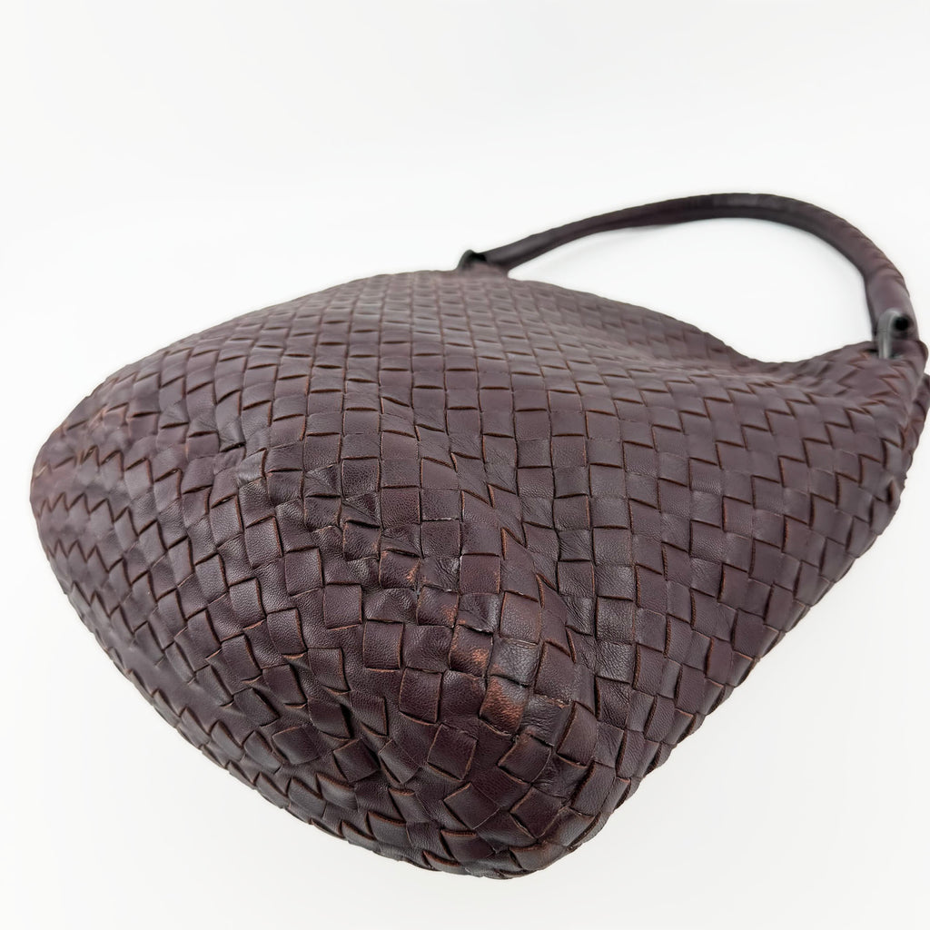 Bottega Veneta ボッテガヴェネタ イントレチャート トートバッグ ショルダーバッグ ボルドー レザー ヴィンテージ レディース 【中古】