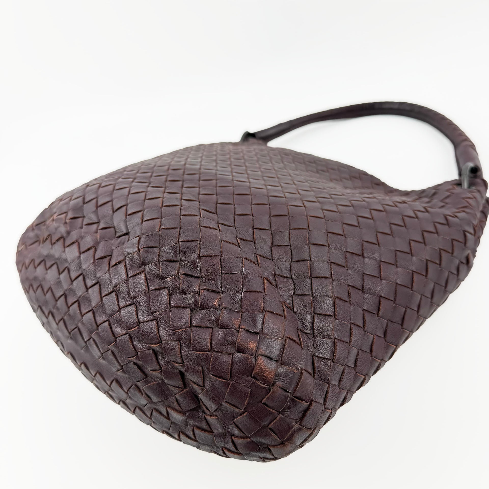Bottega Veneta ボッテガヴェネタ イントレチャート トートバッグ ショルダーバッグ ボルドー レザー ヴィンテージ レディース 【中古】