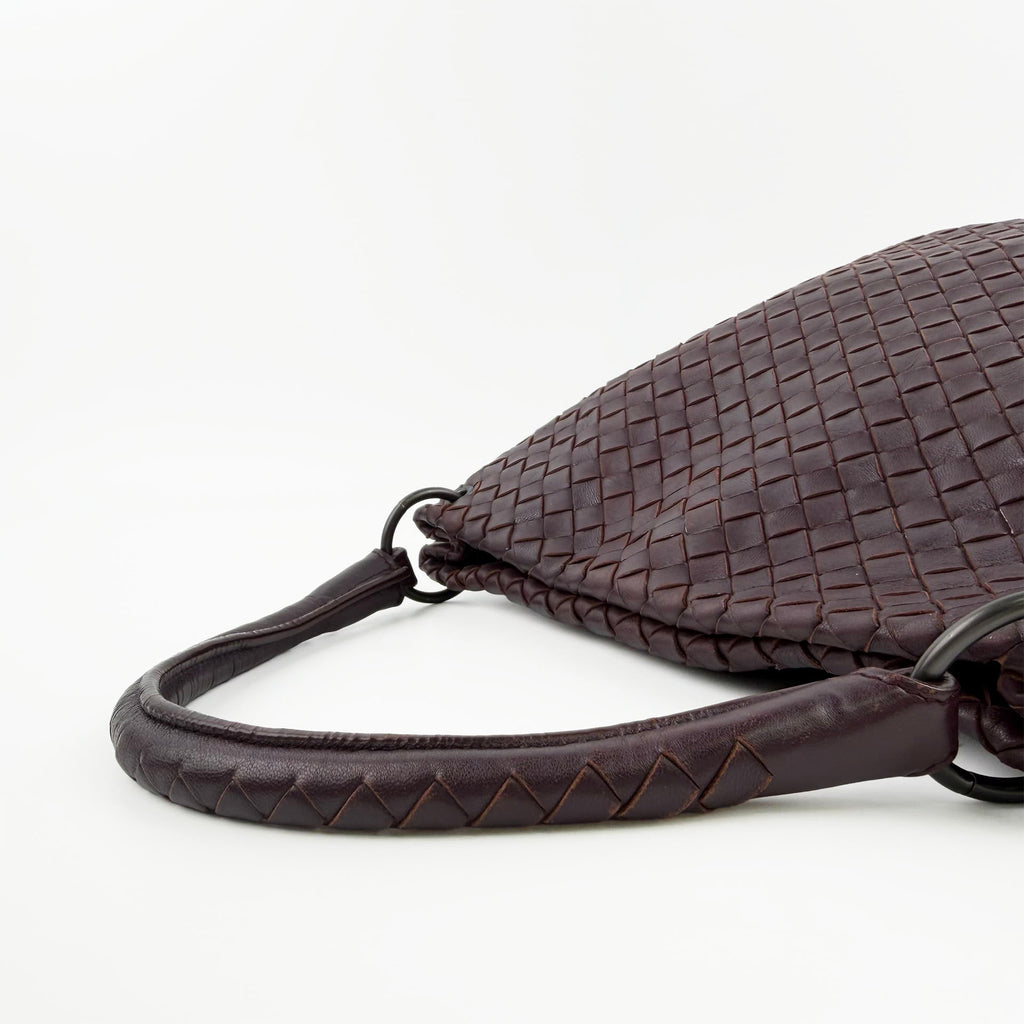 Bottega Veneta ボッテガヴェネタ イントレチャート トートバッグ ショルダーバッグ ボルドー レザー ヴィンテージ レディース 【中古】