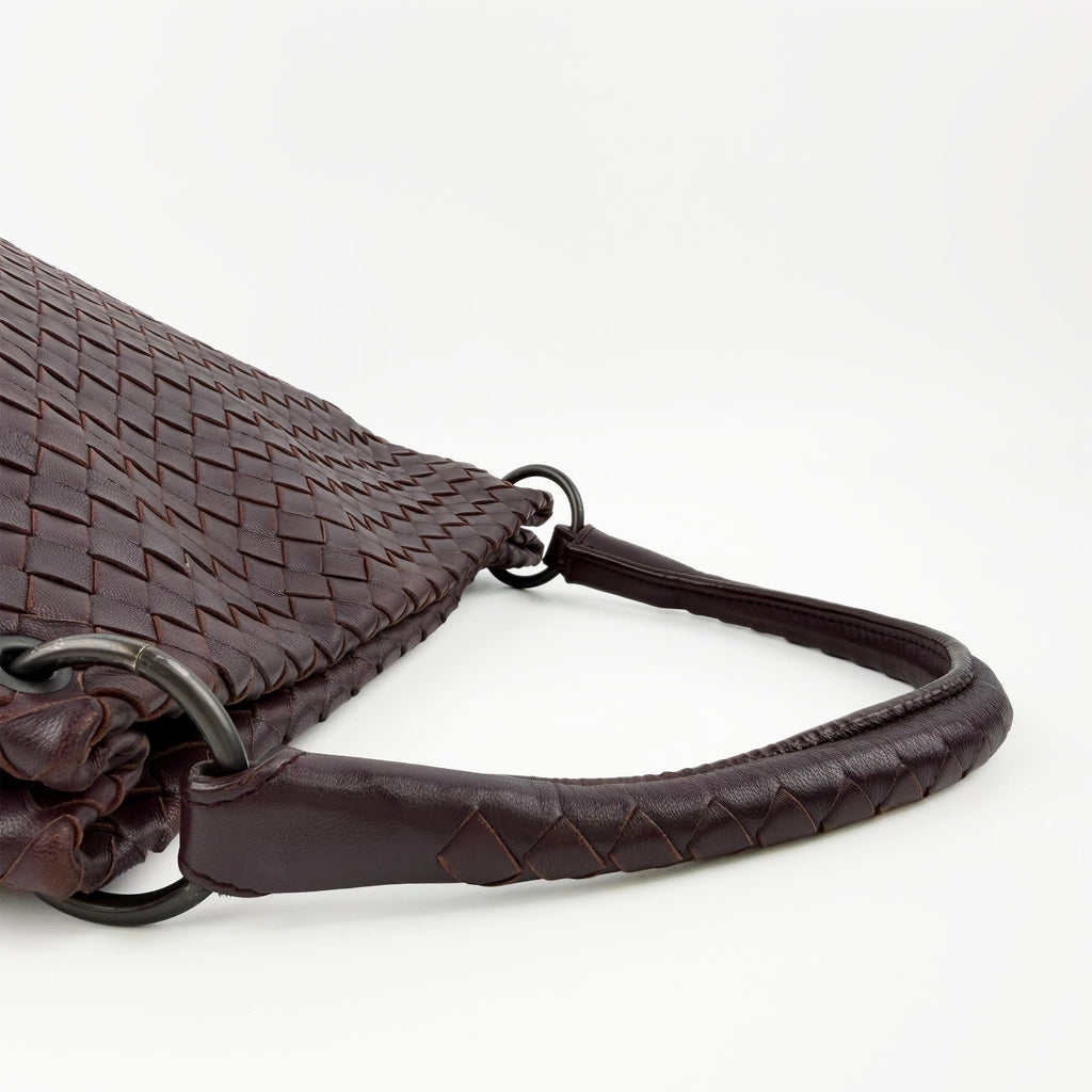 Bottega Veneta ボッテガヴェネタ イントレチャート トートバッグ ショルダーバッグ ボルドー レザー ヴィンテージ レディース 【中古】