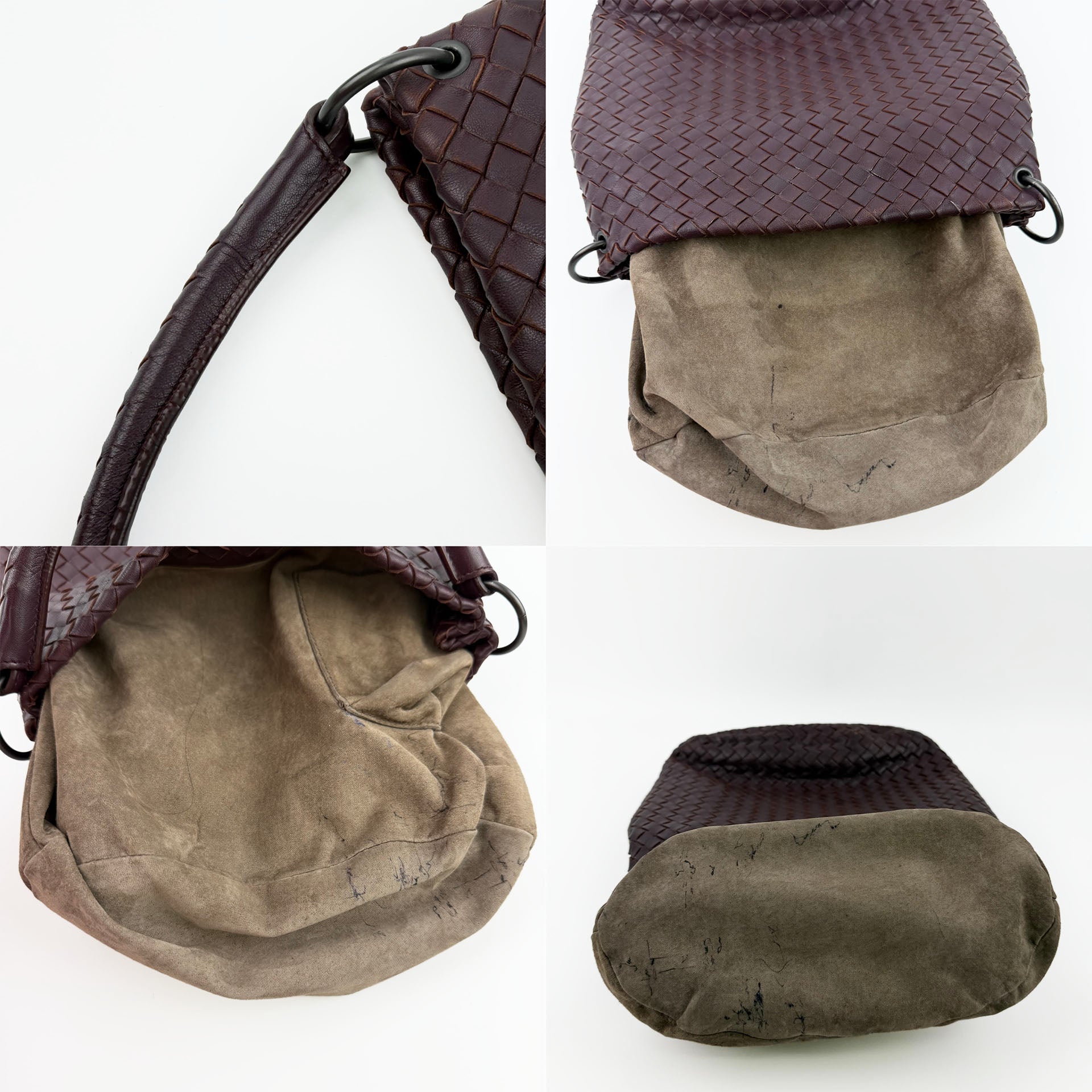 Bottega Veneta ボッテガヴェネタ イントレチャート トートバッグ ショルダーバッグ ボルドー レザー ヴィンテージ レディース 【中古】