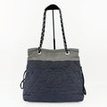 CHANEL シャネル ココマーク トートバッグ チェーン ショルダーバッグ ブラック アイボリー デニム 13番台 ヴィンテージ レディース 【中古】