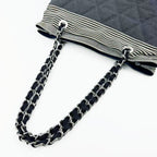 CHANEL シャネル ココマーク トートバッグ チェーン ショルダーバッグ ブラック アイボリー デニム 13番台 ヴィンテージ レディース 【中古】