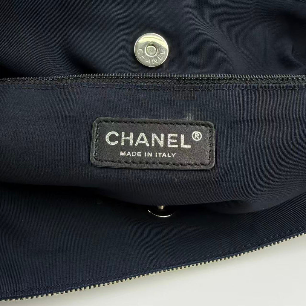 CHANEL シャネル ココマーク トートバッグ チェーン ショルダーバッグ ブラック アイボリー デニム 13番台 ヴィンテージ レディース 【中古】