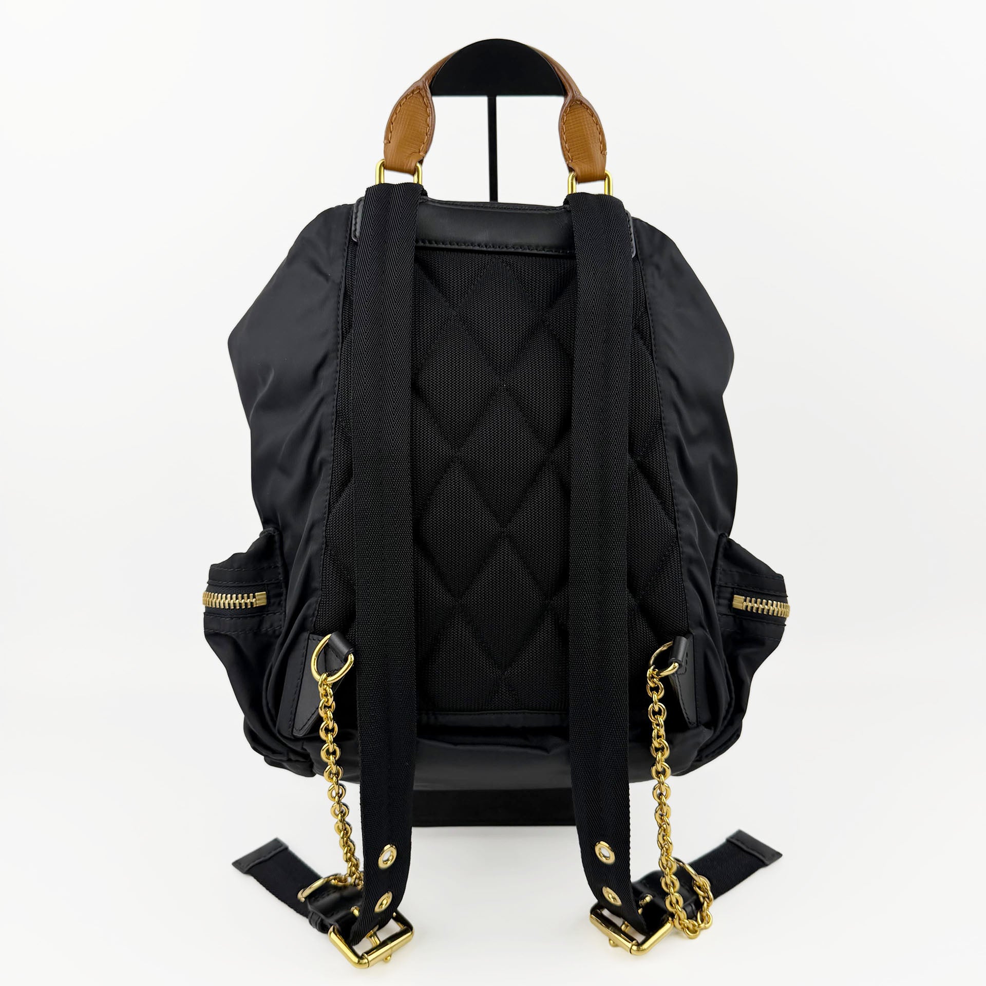 BURBERRY バーバリー Rucksack ラックサック クマ ベア キーチャーム バックパック リュックサック ブラック ナイロン レザー ヴィンテージ レディース 【中古】