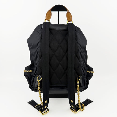 BURBERRY バーバリー Rucksack ラックサック クマ ベア キーチャーム バックパック リュックサック ブラック ナイロン レザー ヴィンテージ レディース 【中古】