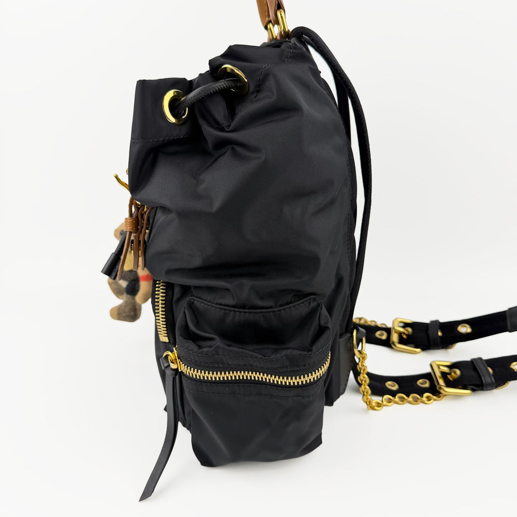 BURBERRY バーバリー Rucksack ラックサック クマ ベア キーチャーム バックパック リュックサック ブラック ナイロン レザー ヴィンテージ レディース 【中古】