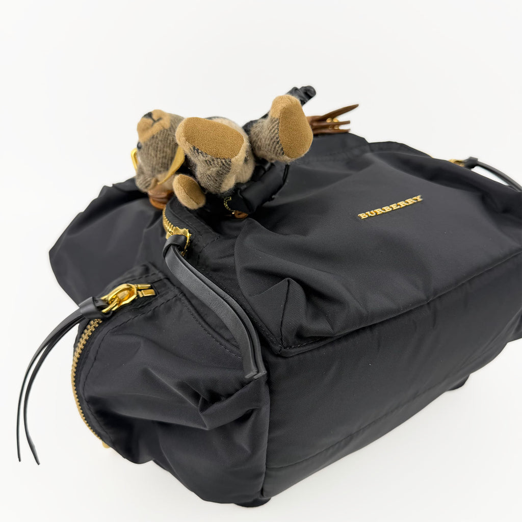 BURBERRY バーバリー Rucksack ラックサック クマ ベア キーチャーム バックパック リュックサック ブラック ナイロン レザー ヴィンテージ レディース 【中古】