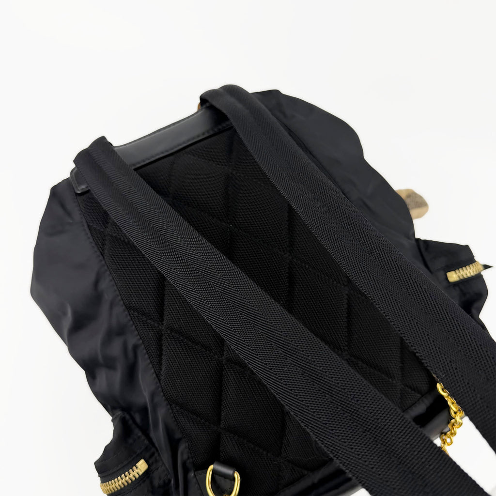 BURBERRY バーバリー Rucksack ラックサック クマ ベア キーチャーム バックパック リュックサック ブラック ナイロン レザー ヴィンテージ レディース 【中古】