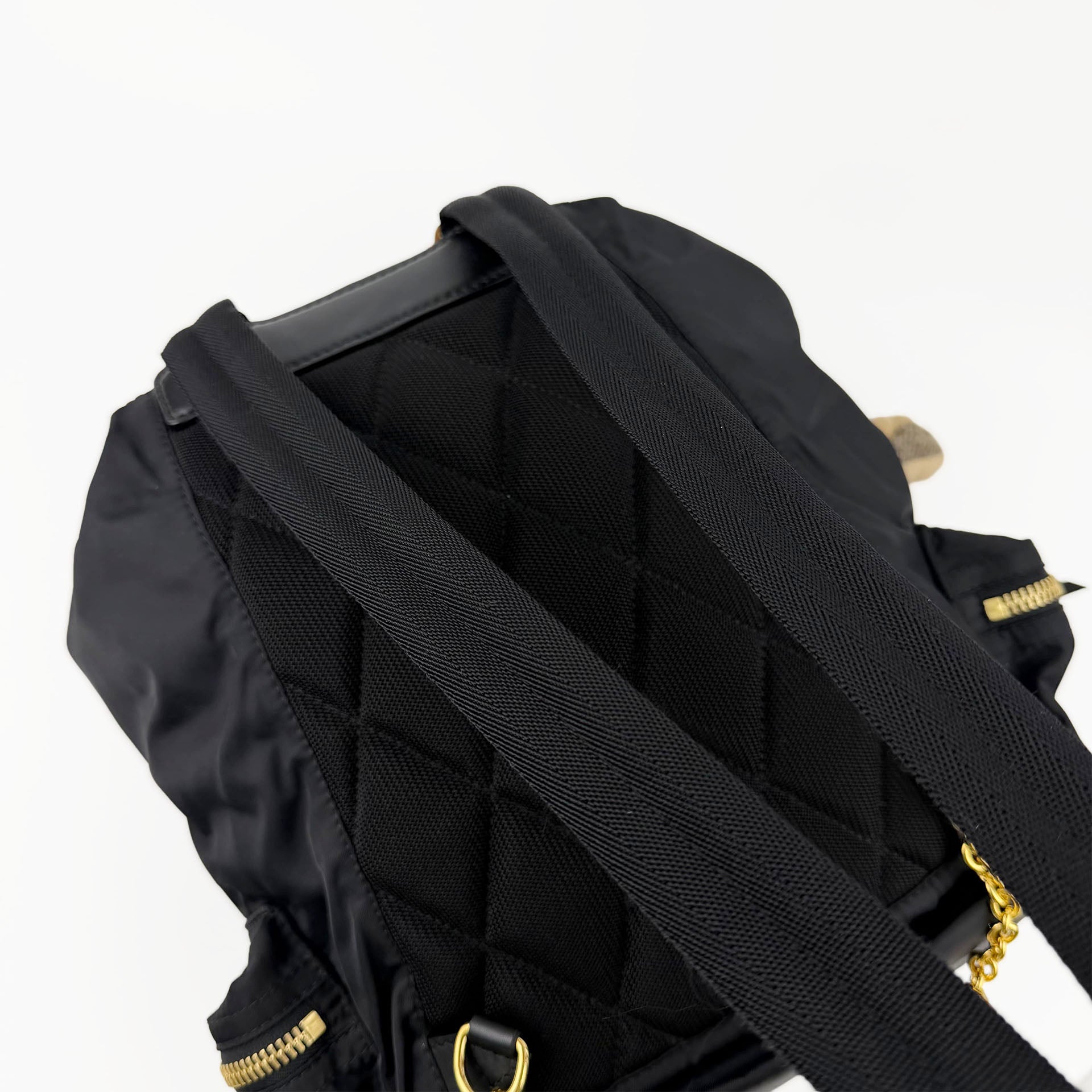 BURBERRY バーバリー Rucksack ラックサック クマ ベア キーチャーム バックパック リュックサック ブラック ナイロン レザー ヴィンテージ レディース 【中古】