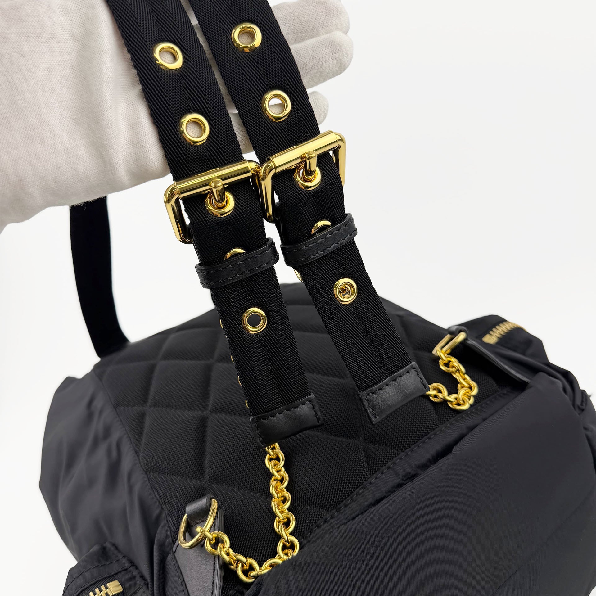 BURBERRY バーバリー Rucksack ラックサック クマ ベア キーチャーム バックパック リュックサック ブラック ナイロン レザー ヴィンテージ レディース 【中古】