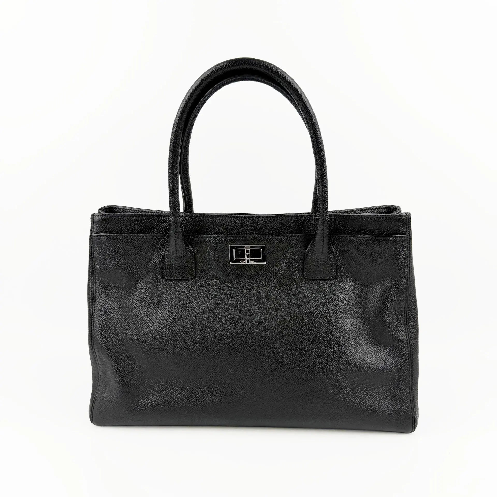 CHANEL シャネル ココマーク 2.55 エグゼクティブ トートバッグ ブラック キャビアスキン 10番台 ヴィンテージ レディース 【中古】