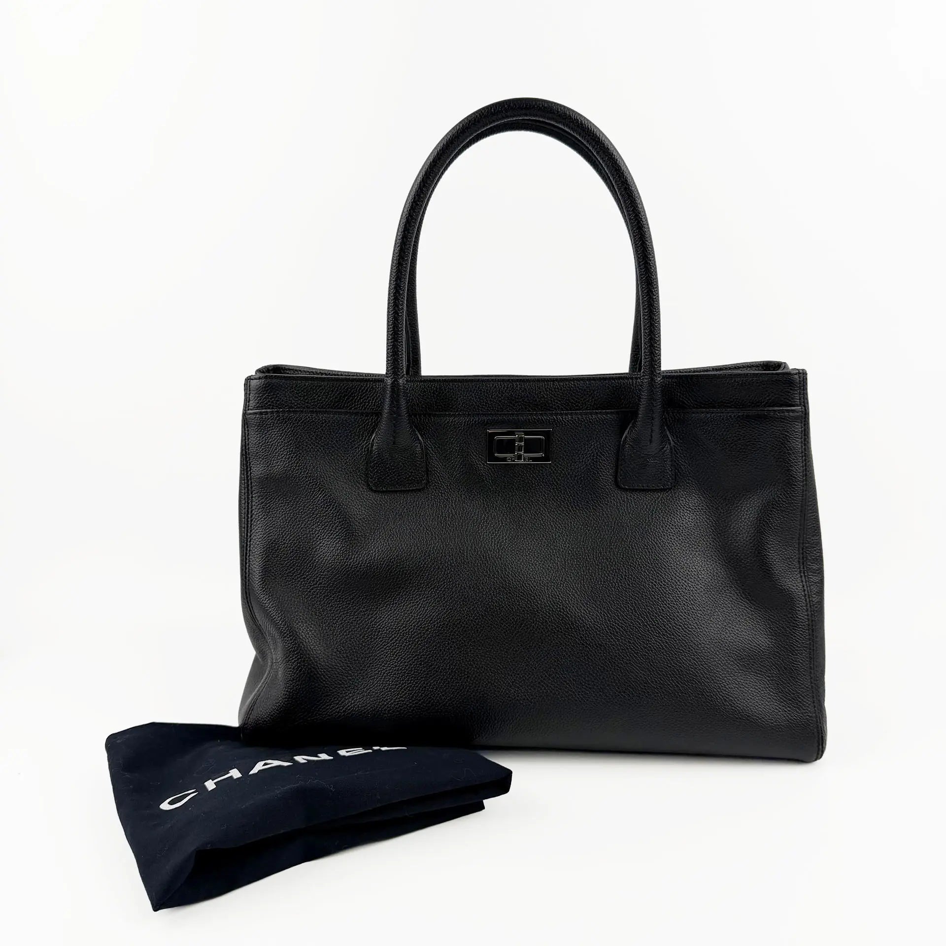 CHANEL シャネル ココマーク 2.55 エグゼクティブ トートバッグ ブラック キャビアスキン 10番台 ヴィンテージ レディース 【中古】