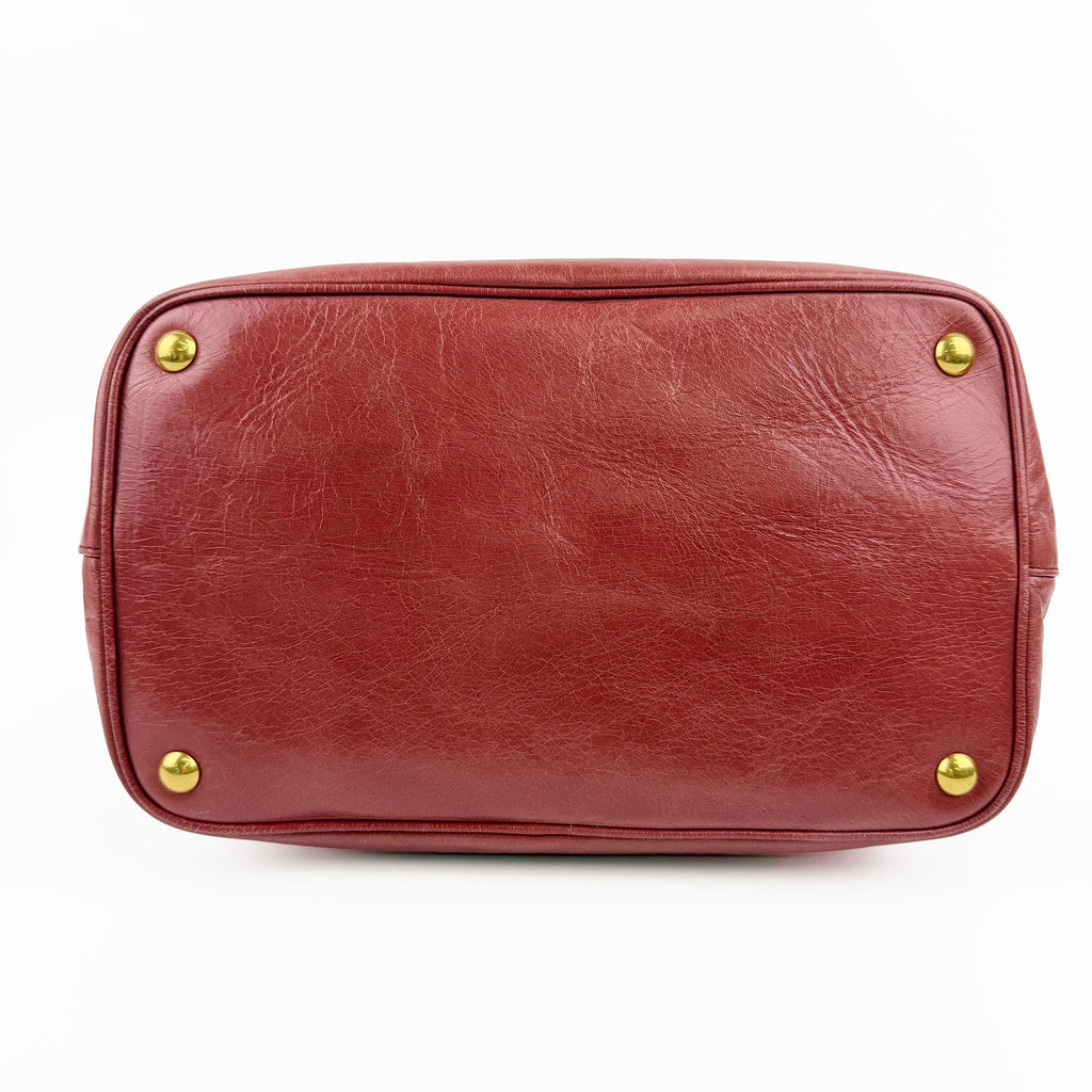 MIU MIU ミュウミュウ VIT.SHINE TRAP ヴィッテロ シャイン トラップ ハンドバッグ レッド レザー クラックルレザー ヴィンテージ レディース【中古】