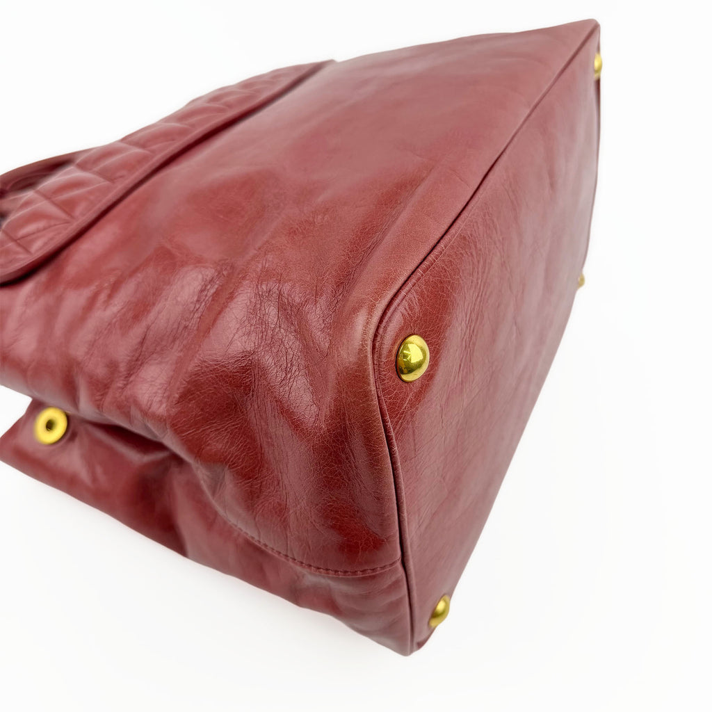 MIU MIU ミュウミュウ VIT.SHINE TRAP ヴィッテロ シャイン トラップ ハンドバッグ レッド レザー クラックルレザー ヴィンテージ レディース【中古】
