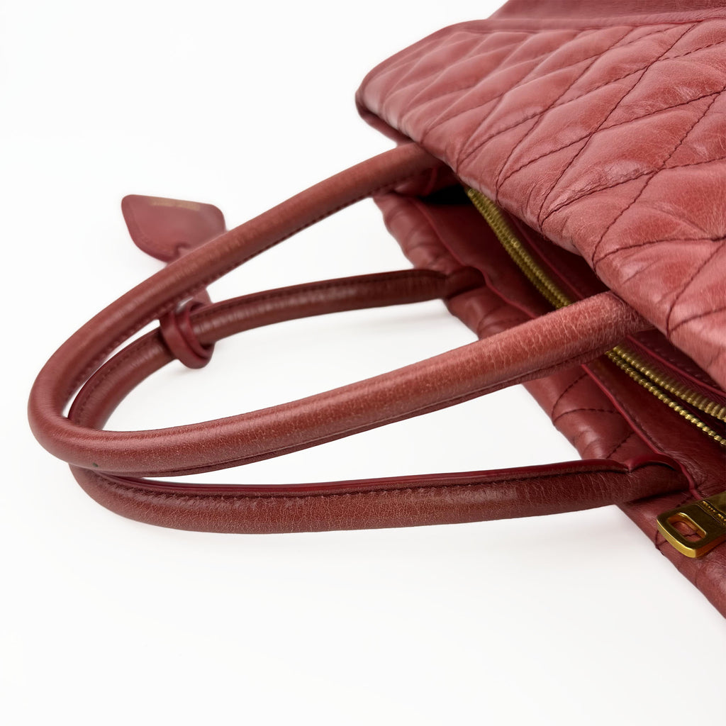 MIU MIU ミュウミュウ VIT.SHINE TRAP ヴィッテロ シャイン トラップ ハンドバッグ レッド レザー クラックルレザー ヴィンテージ レディース【中古】