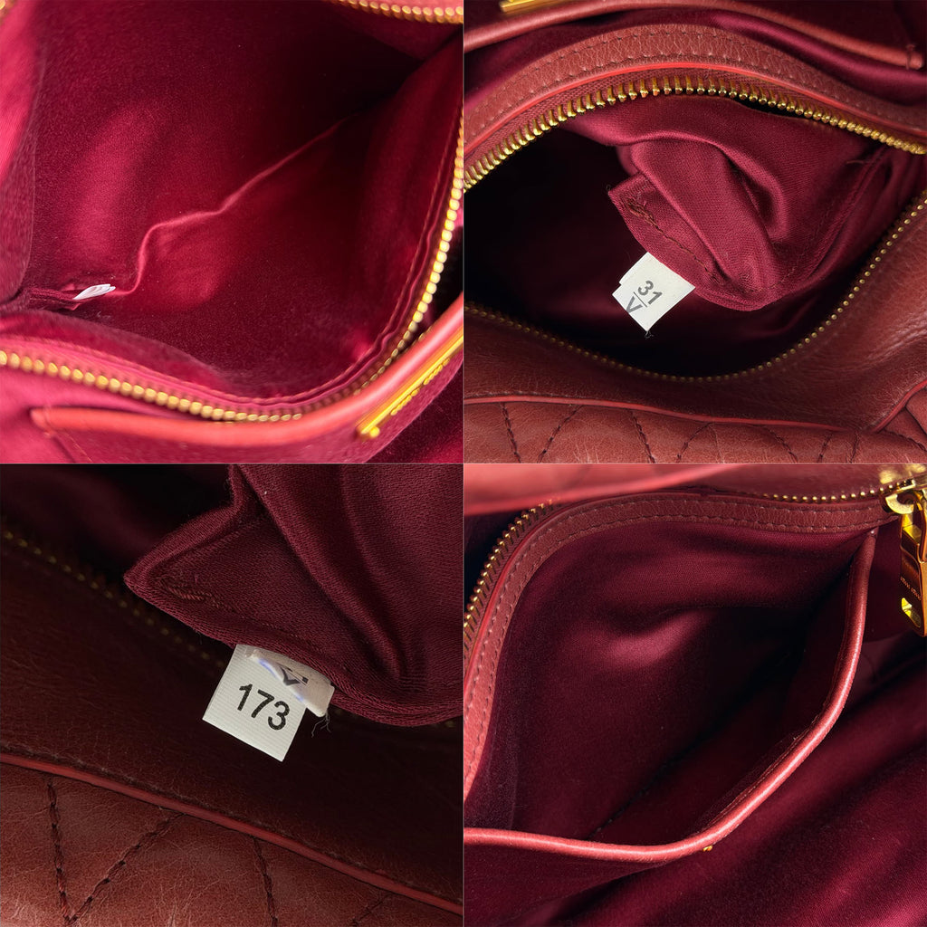 MIU MIU ミュウミュウ VIT.SHINE TRAP ヴィッテロ シャイン トラップ ハンドバッグ レッド レザー クラックルレザー ヴィンテージ レディース【中古】