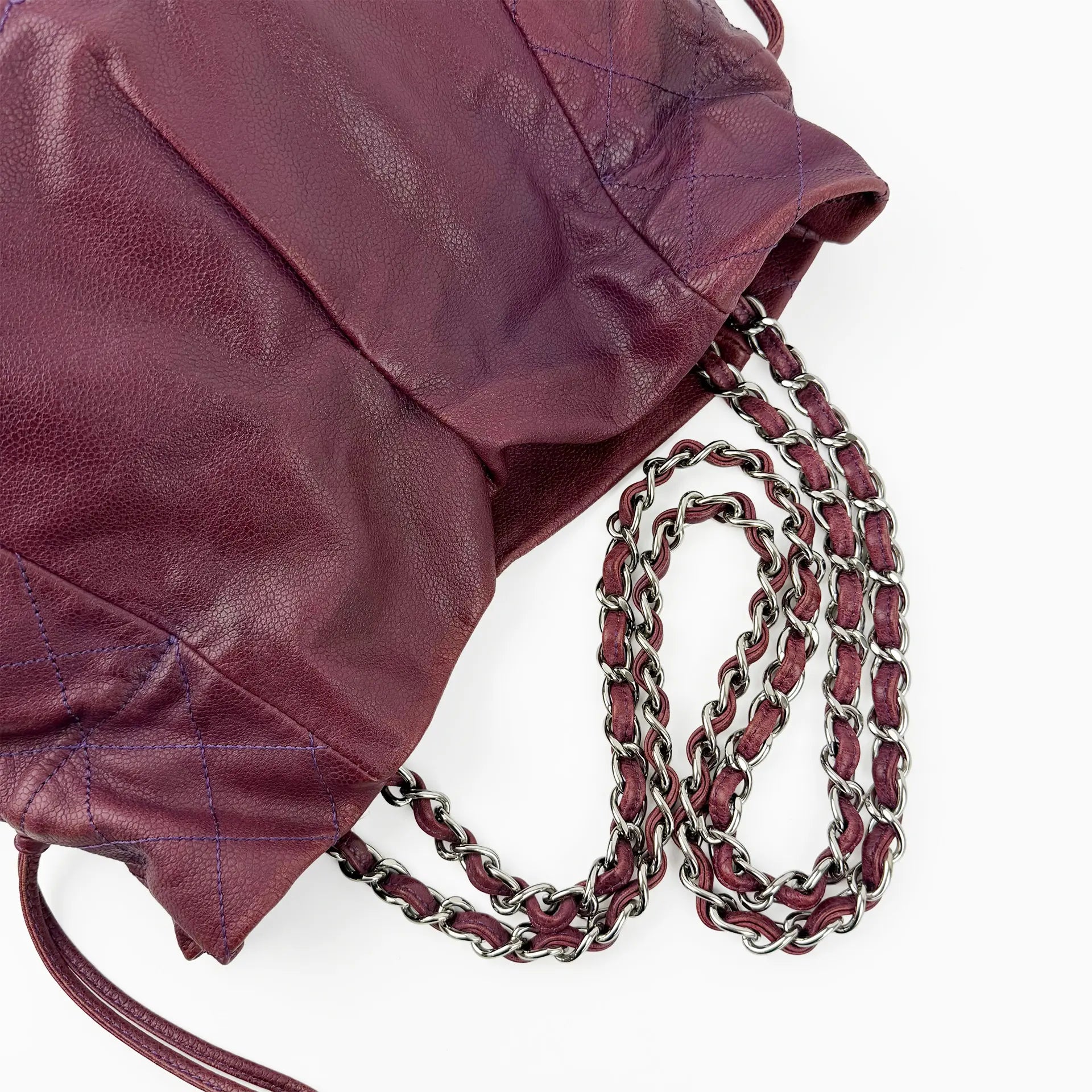 CHANEL シャネル キャビア31 トートバッグ パープル 13番台 ココマーク ヴィンテージ レディース 【中古】