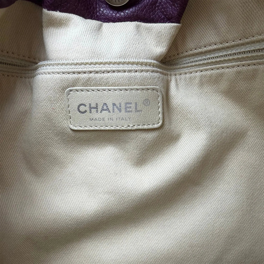 CHANEL シャネル キャビア31 トートバッグ パープル 13番台 ココマーク ヴィンテージ レディース 【中古】