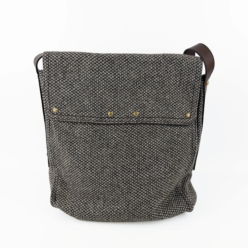 Yves Saint Laurent イヴ・サンローラン メッセンジャーバッグ ショルダーバッグ ブラウン ツイード ヴィンテージ レディース 【中古】
